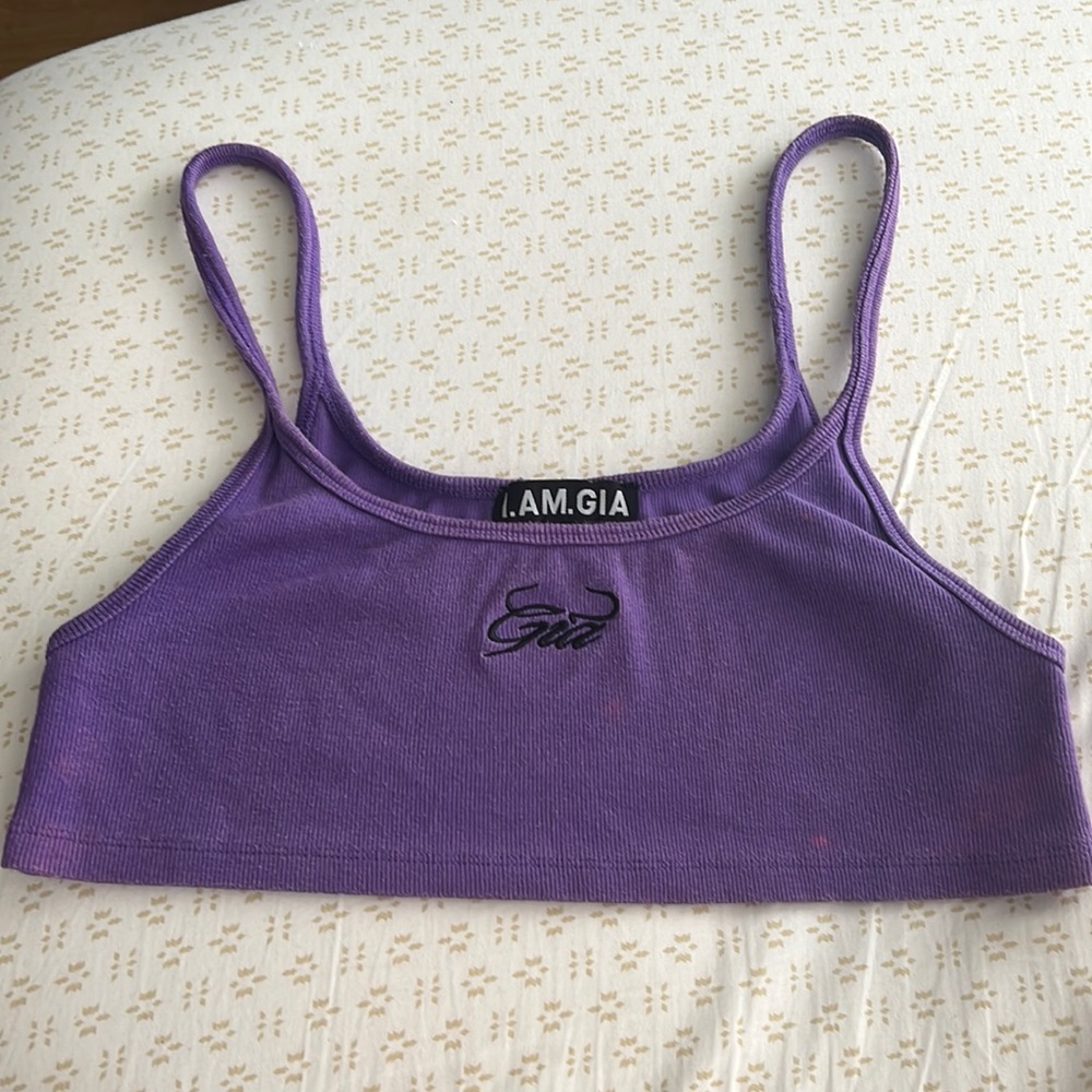 IAMGIA purple logo cropped tank